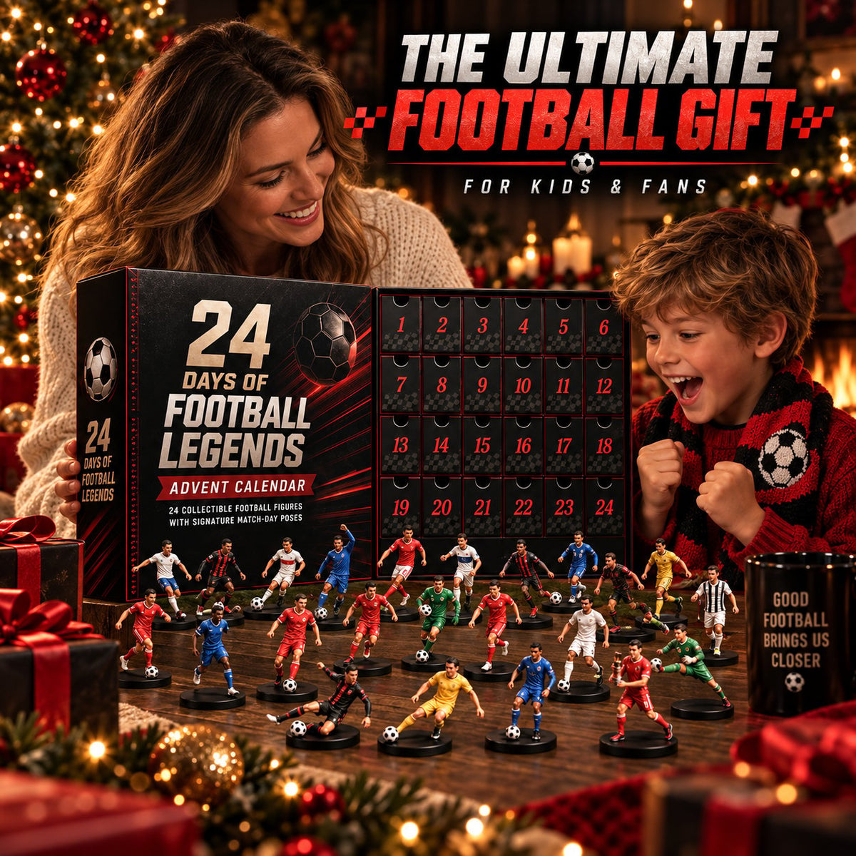 24 Days of Football Legends Advent Calendar | 24 Collectible Player Figures