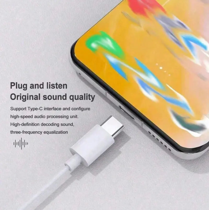 Wired In-Ear Headphones - USB-C with Mic, Volume Control, HiFi Stereo