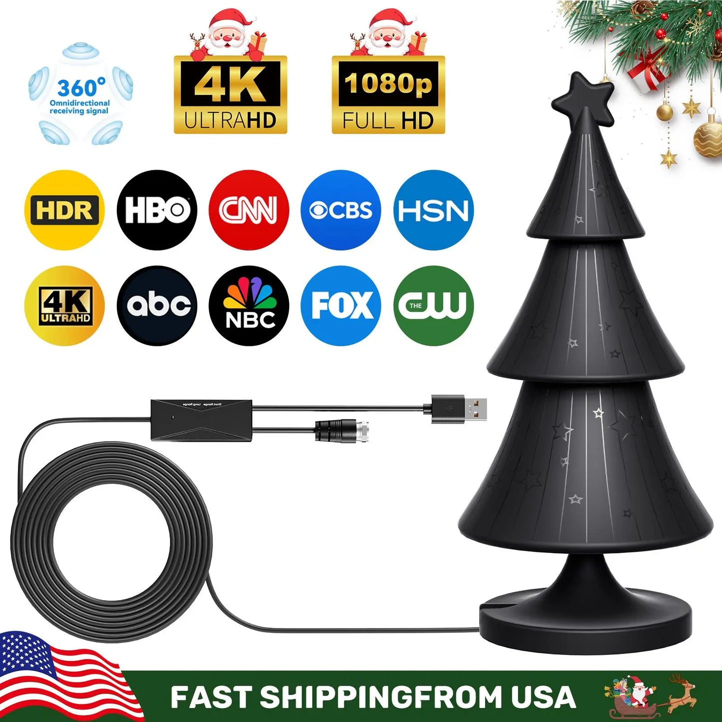 HIDB Indoor TV Antenna 4K HD Signal Amplified Compact