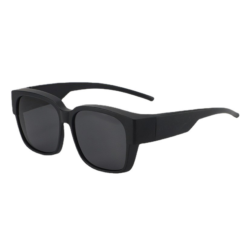 Polarized Fit Over Glasses Sunglasses for Women Men Trendy Square Wrap Around Shades UV400 Protection Lightweight & Durable