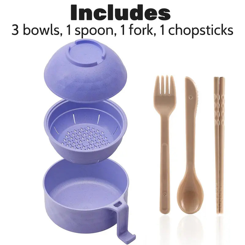 Colorful Round Bowls Complete Ramen Noodle Tableware Set