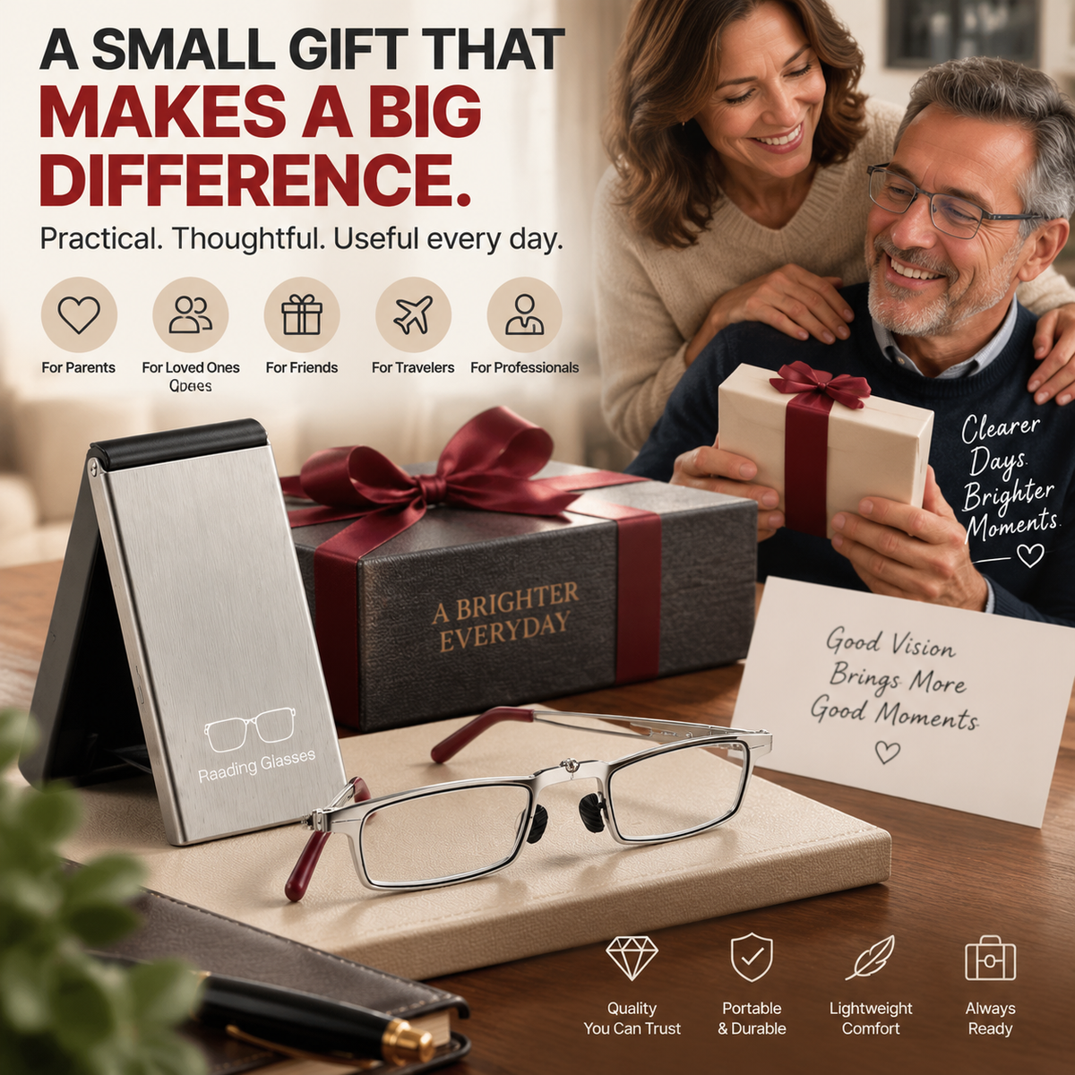 ๐ HOT SALE | Folding Reading Glasses โ Ultra-Slim Portable Readers with Protective Metal Case for Everyday & Travel