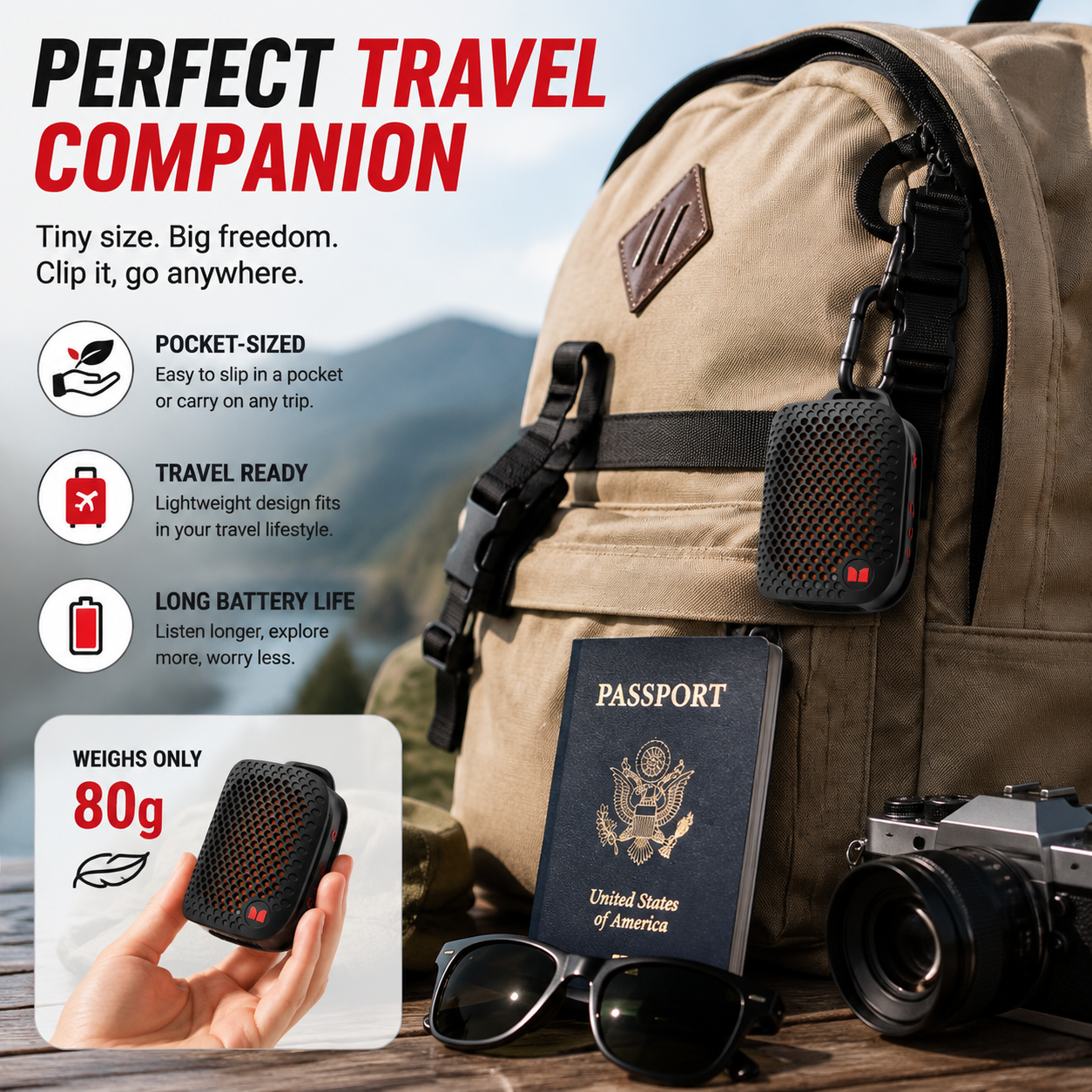 ๐ Outdoor Clip-On Bluetooth Speaker | Waterproof Speaker for Running & Cycling