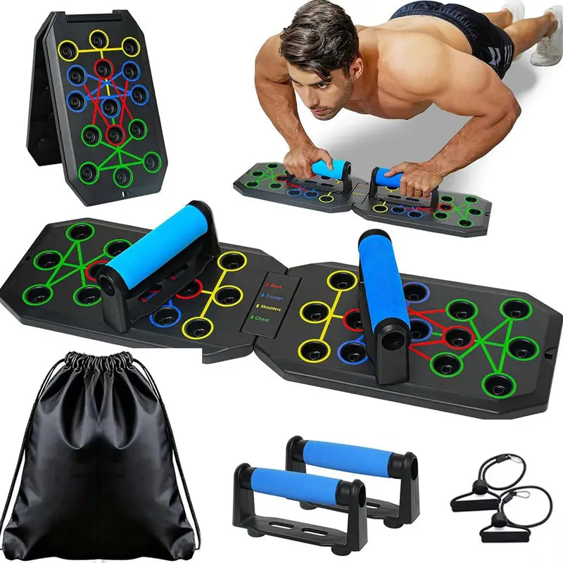 30 Holes Folding Enhanced Push-up Board Fitness Kit with Smart Timer & Counter