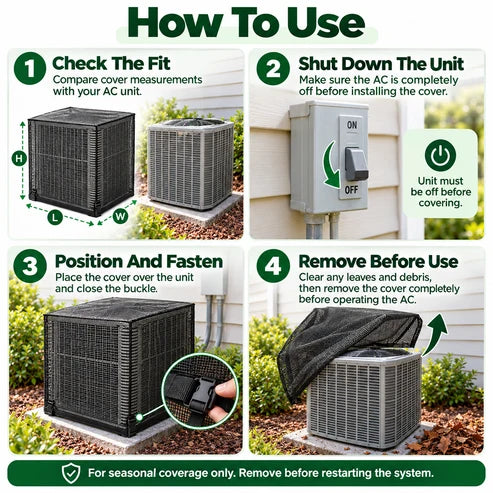 ๐ Outdoor AC Mesh Cover โ Leaf & Debris Protection with Buckle Closure for Off-Season Storage
