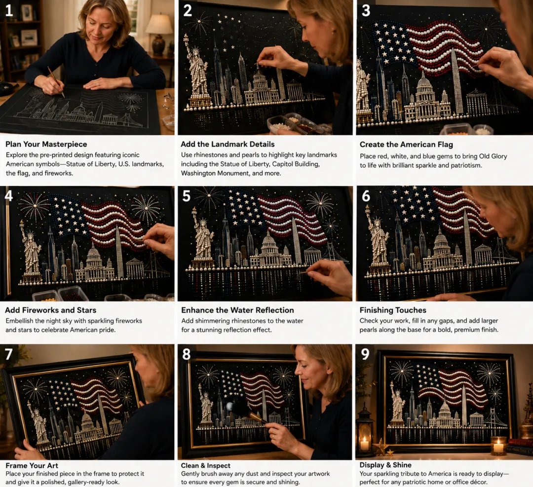 🔥LAST DAY 50% OFF - 🦅America 250th Anniversary Pearl Art Kit – Stars & Stripes Skyline Limited Edition