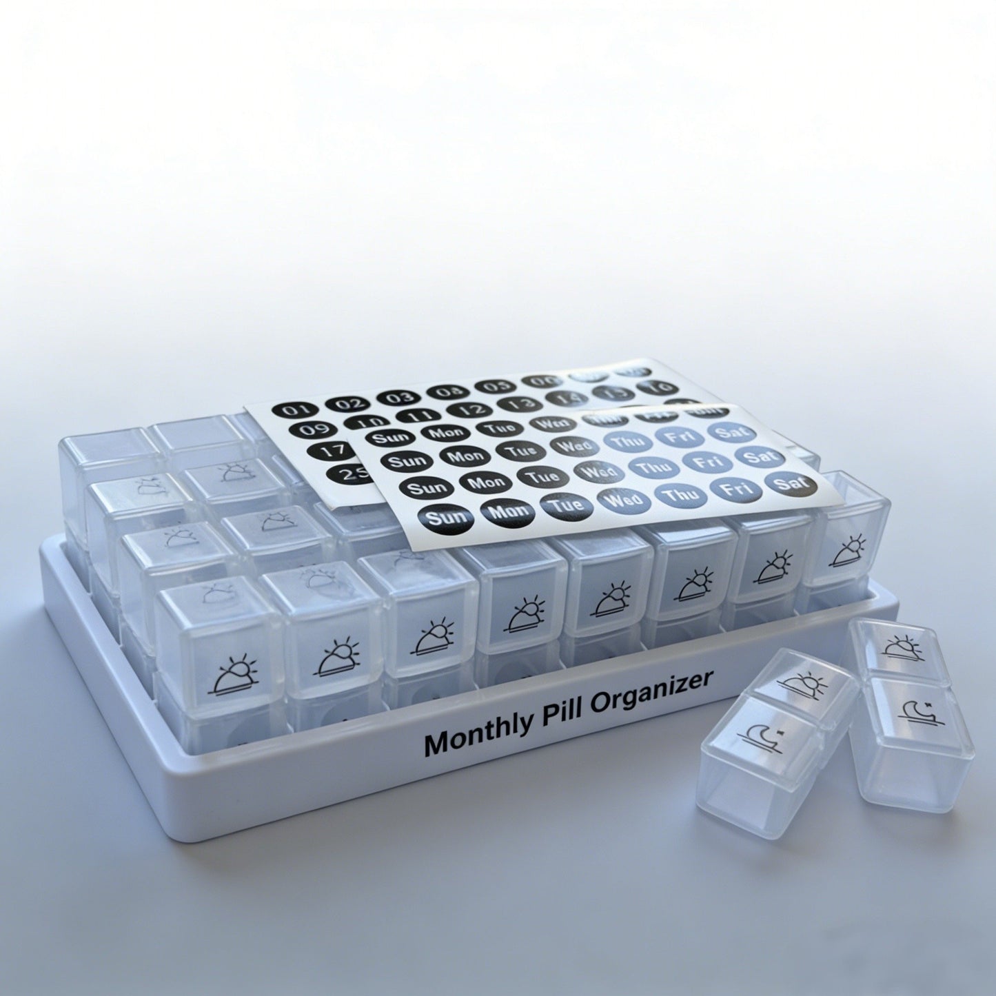๐ Monthly AM/PM Pill Organizer โ Twice-a-Day Medicine & Vitamin Storage with Stickers