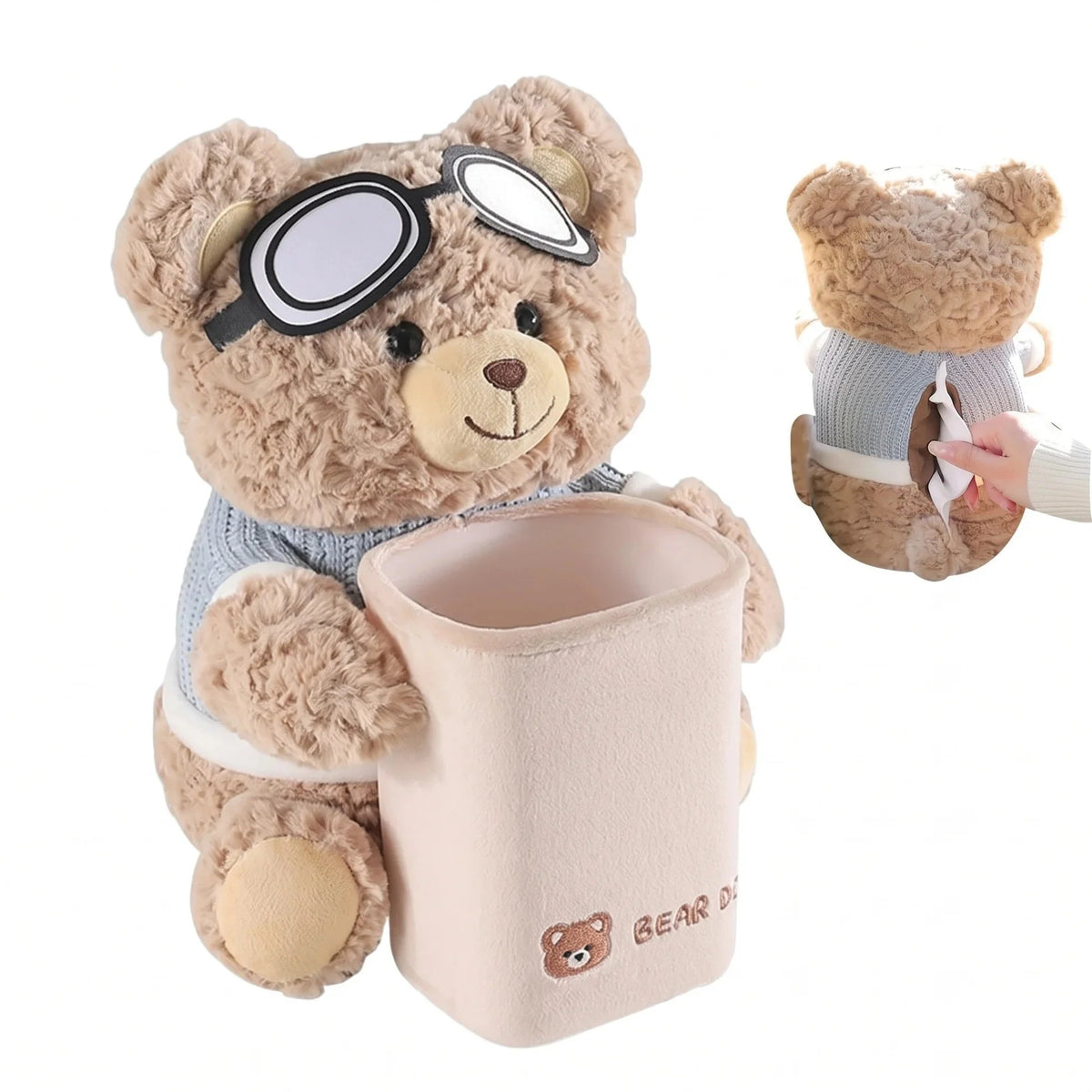 Plush Bear Car Organizer & Tissue Holder