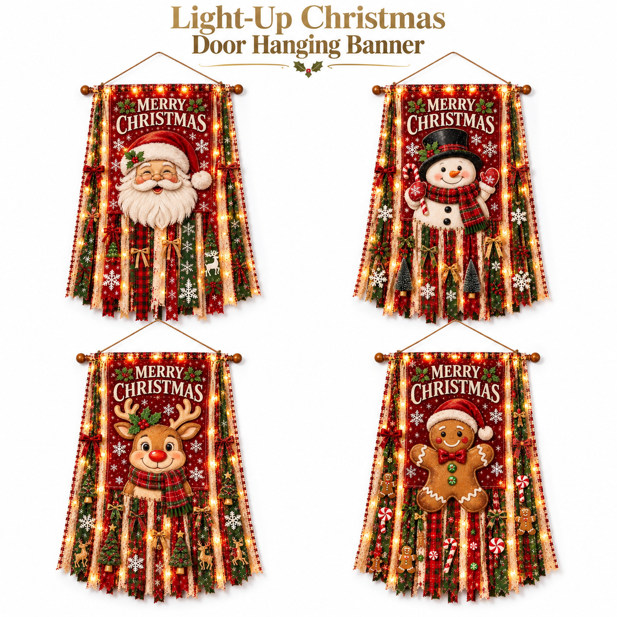 🎄 Lighted Christmas Door Hanging Decor✨