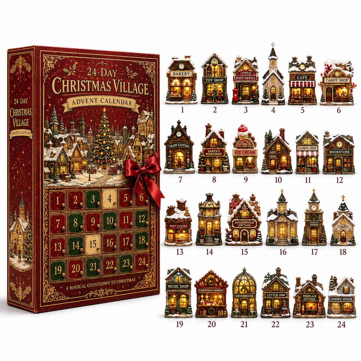 โจ24-Day Christmas Countdown Advent Calendar โ Christmas Town