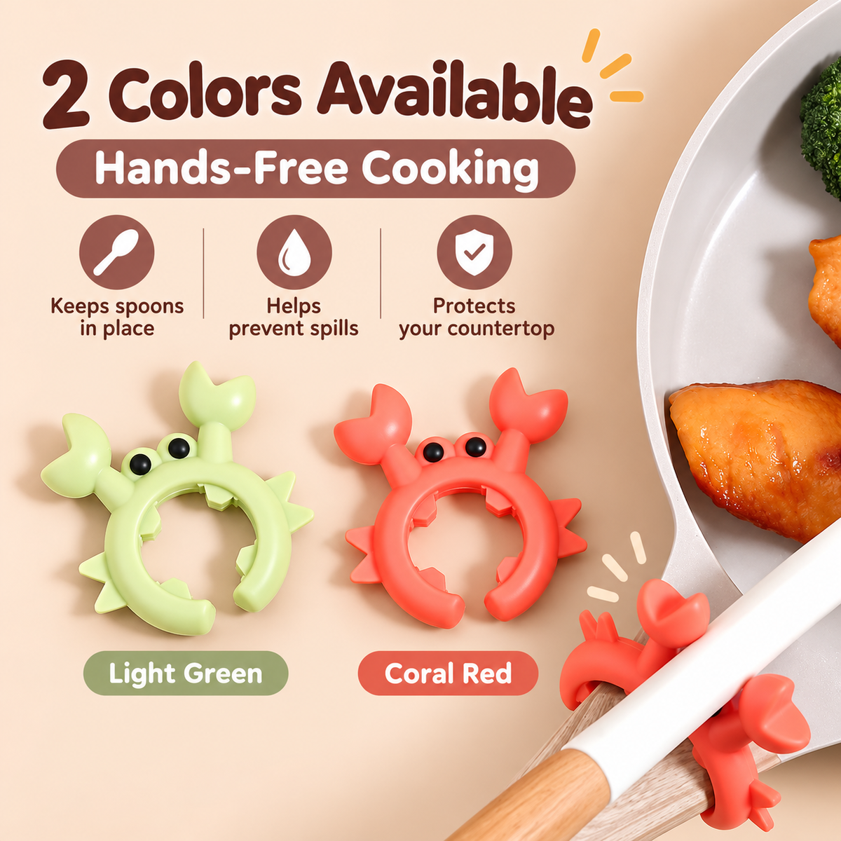 ๐ฆ Cute Crab Silicone Utensil Holder and Pot Lid Lifter ๐ฒ