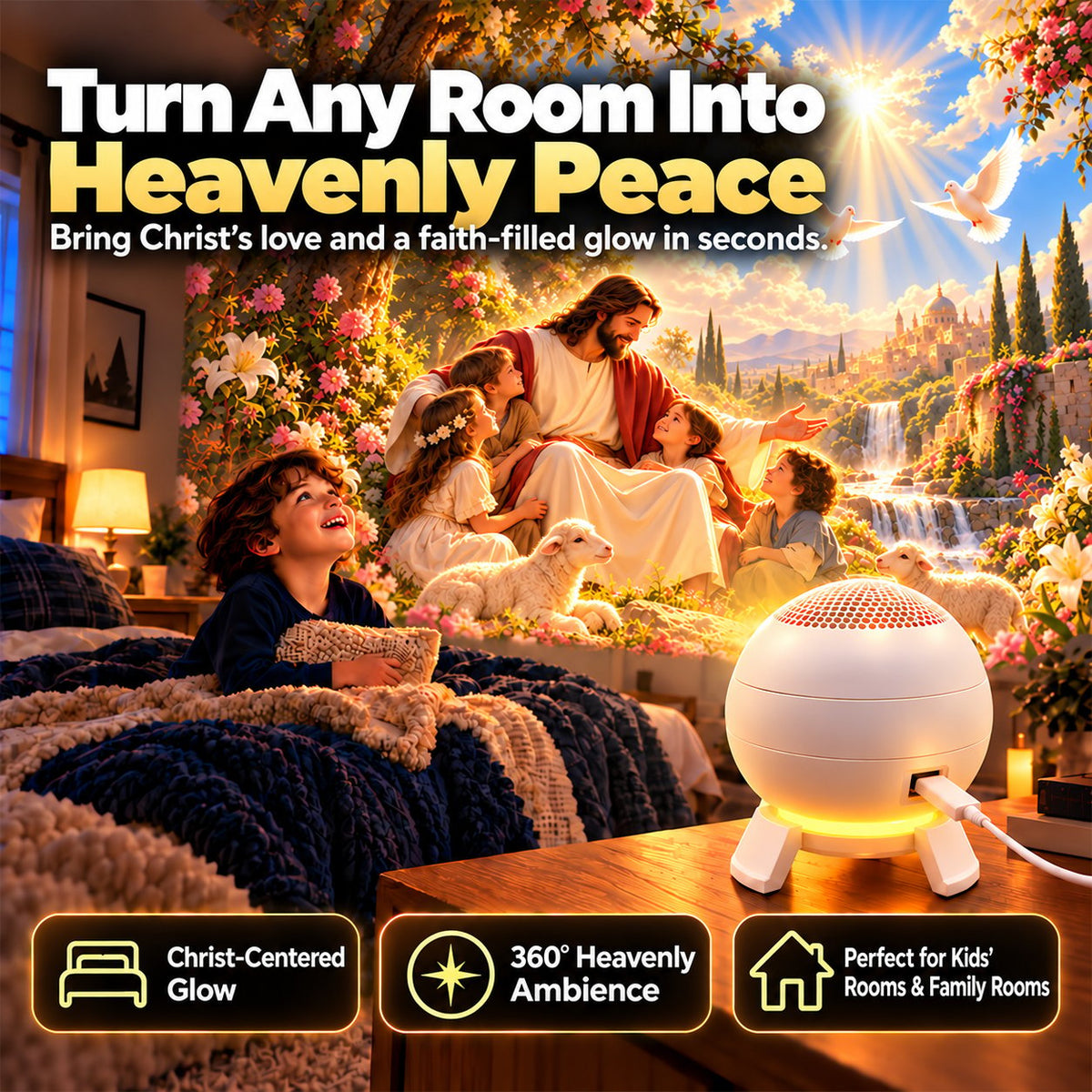 ⏰Today Only -49% OFF🔥✝️ Jesus Loves the Little Children 5D Projection Light – Fill Your Home With Christ’s Love & Heavenly Peace
