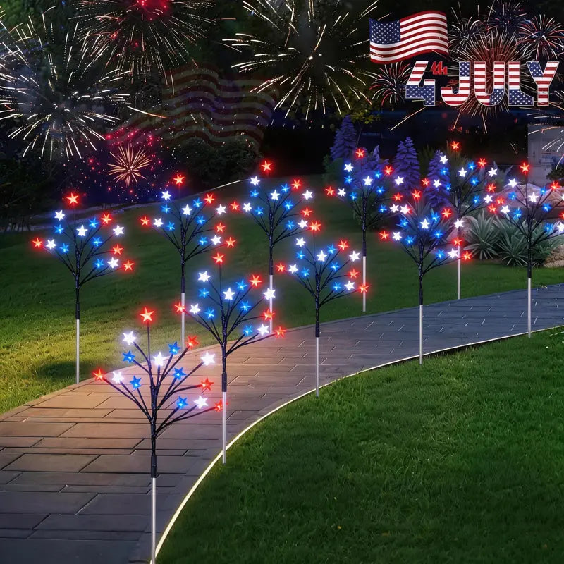 8-in-1 American Flag Solar Lights