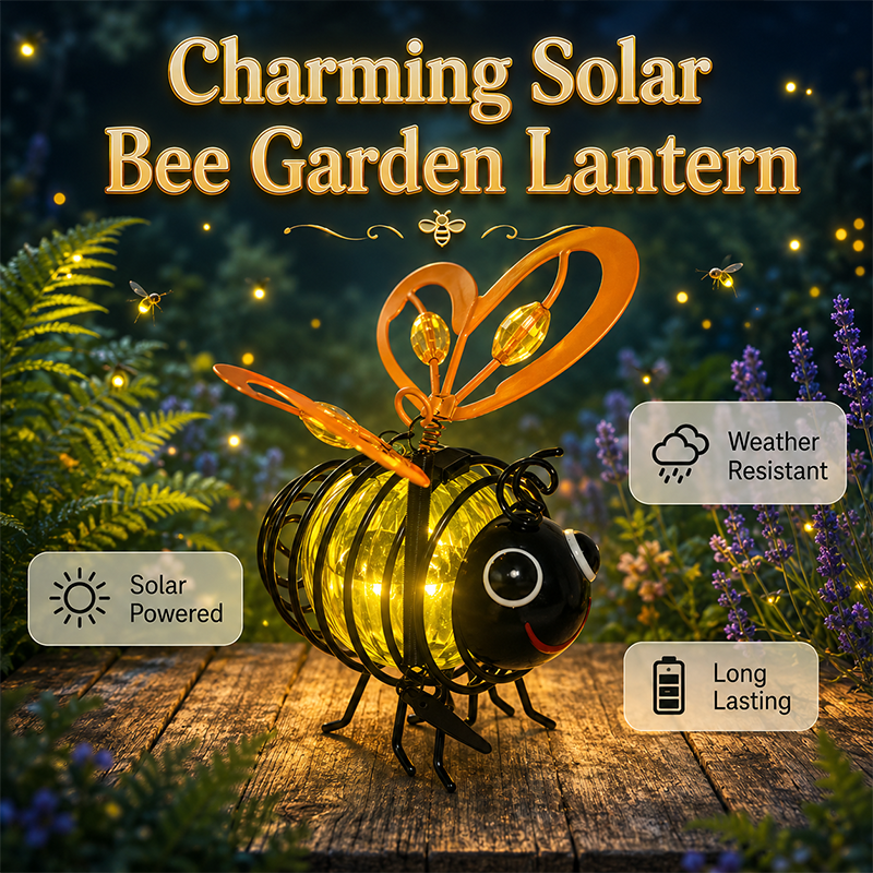 🌙🍃🪴 LIMITED-TIME 50% OFF! Hanging Solar Bee Light | Warm Amber Glow🌞🌜