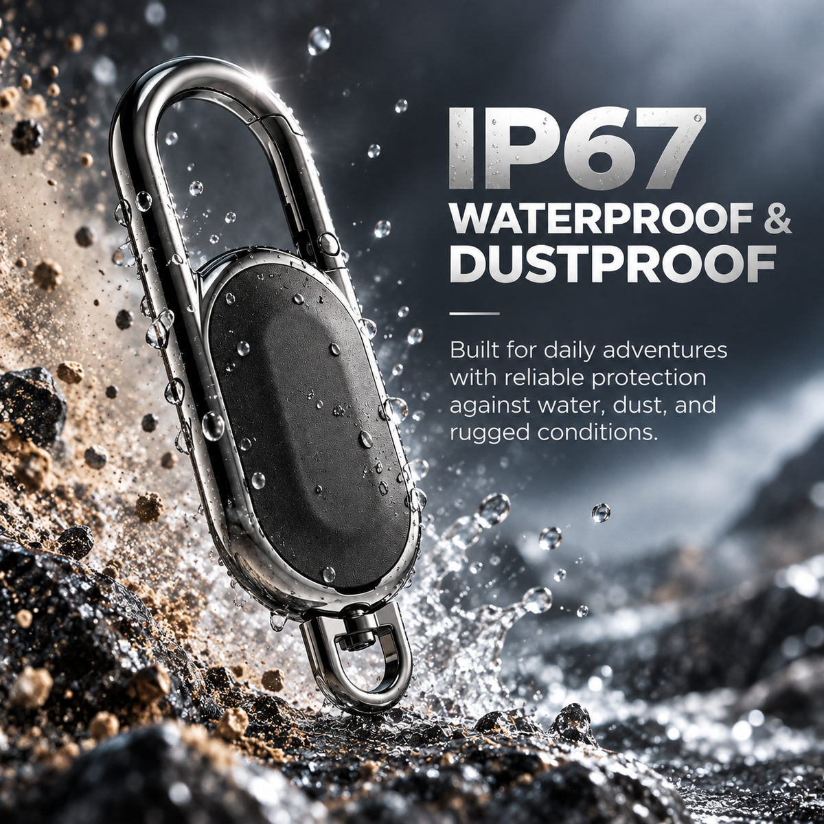 ✨ GPS Key Finder for Apple Find My – Stainless Steel Carabiner Keychain, Waterproof & 4-Month Battery, Global Locator Tracker