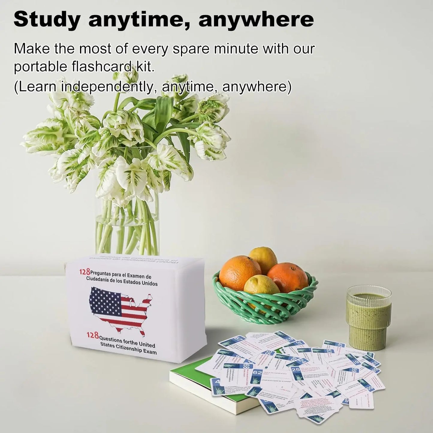 US Citizenship Paper-Printed Flash Cards 2026 - All 128 Civics Questions & Answers (English & Spanish) - Naturalization Study Guide, Ciudadania Tarjetas