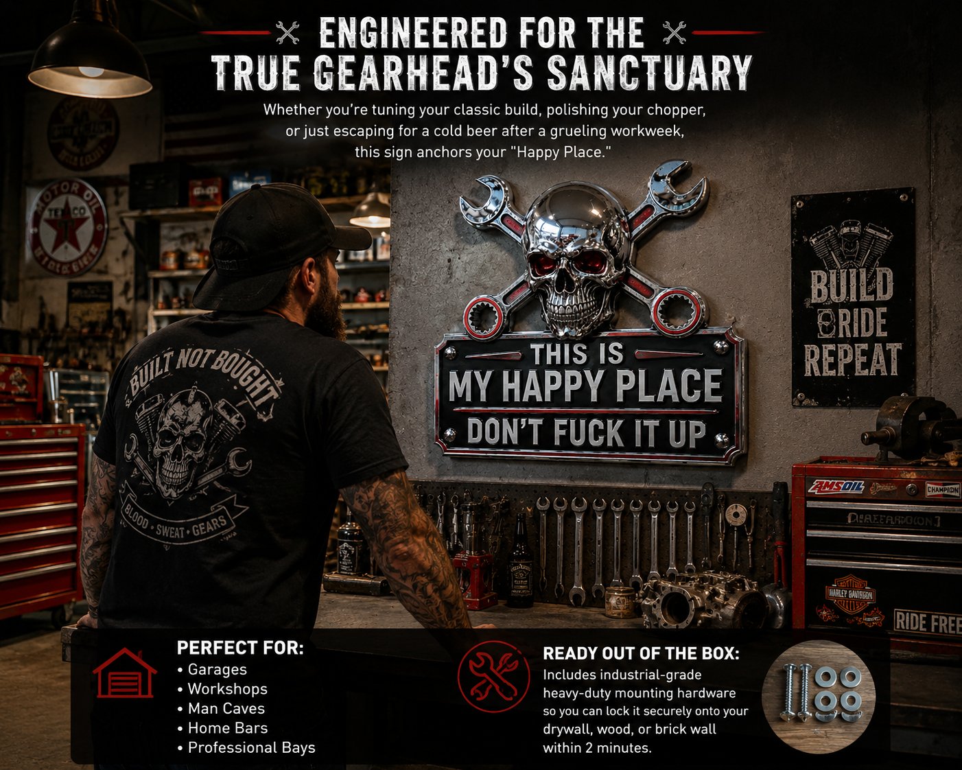 ๐"This Is My Happy Place" Garage Wall Sign