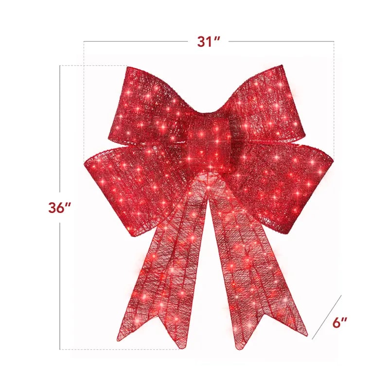 ๐ 24โณโ48โณ Giant Lighted Christmas Bow โ Red LED Outdoor Decoration with 8 Modes & Timer