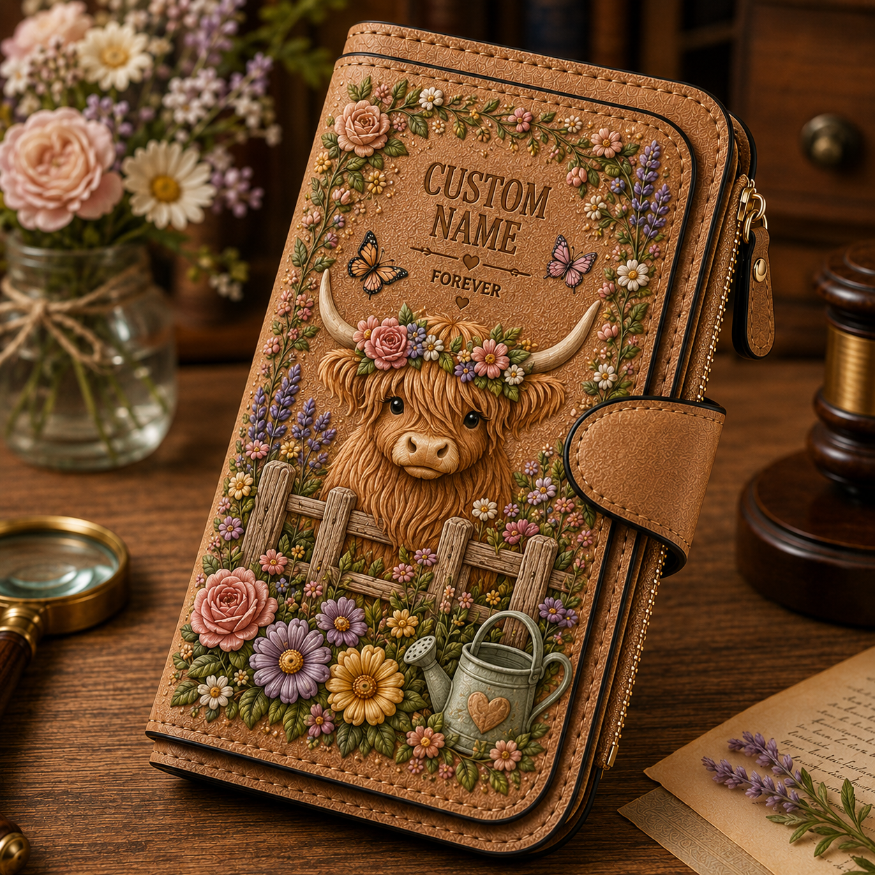 ๐ธ Personalized Garden Embossed Wallet - Perfect Gift For Her ๐ฟ