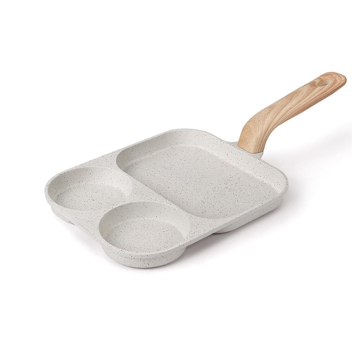 🍳 Multifunctional 4-Hole Pan with Wooden Handle – Perfect for Eggs, Pancakes & Mini Pancakes