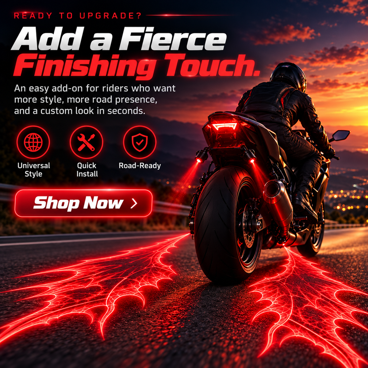 🏍️ Bat-Wing Motorcycle Laser Safety Light – Bold Road Projection Rear Warning Lamp