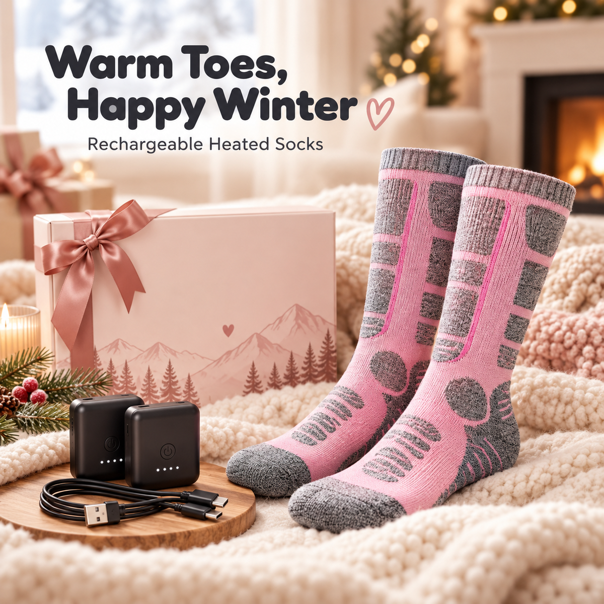 🔥 Warm Feet All Winter – Rechargeable Heated Socks with 3 Heat Levels