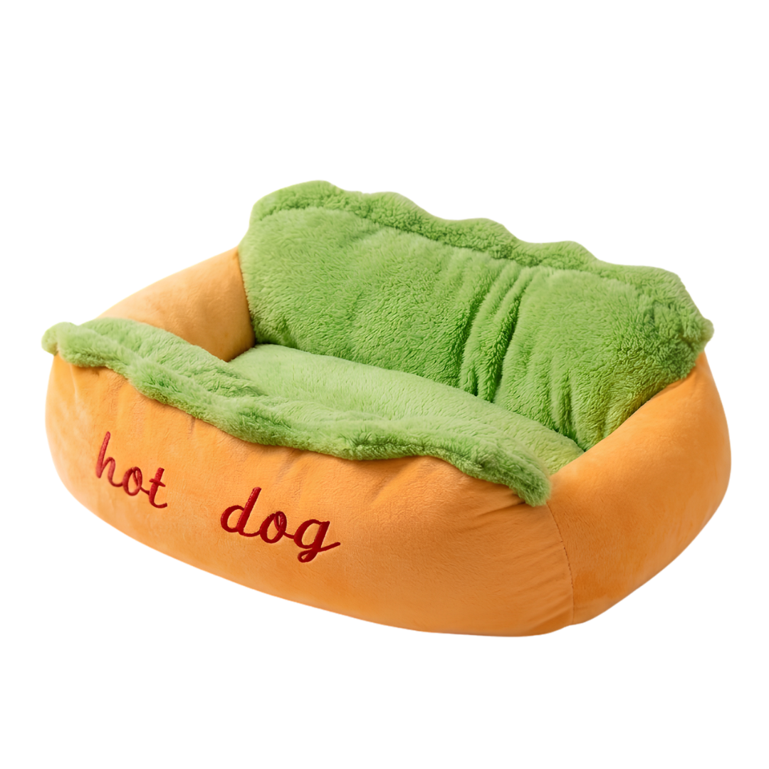 🌭 Hot Dog Dog Bed – Cute Plush Pet Sofa for Small Dogs & Cats