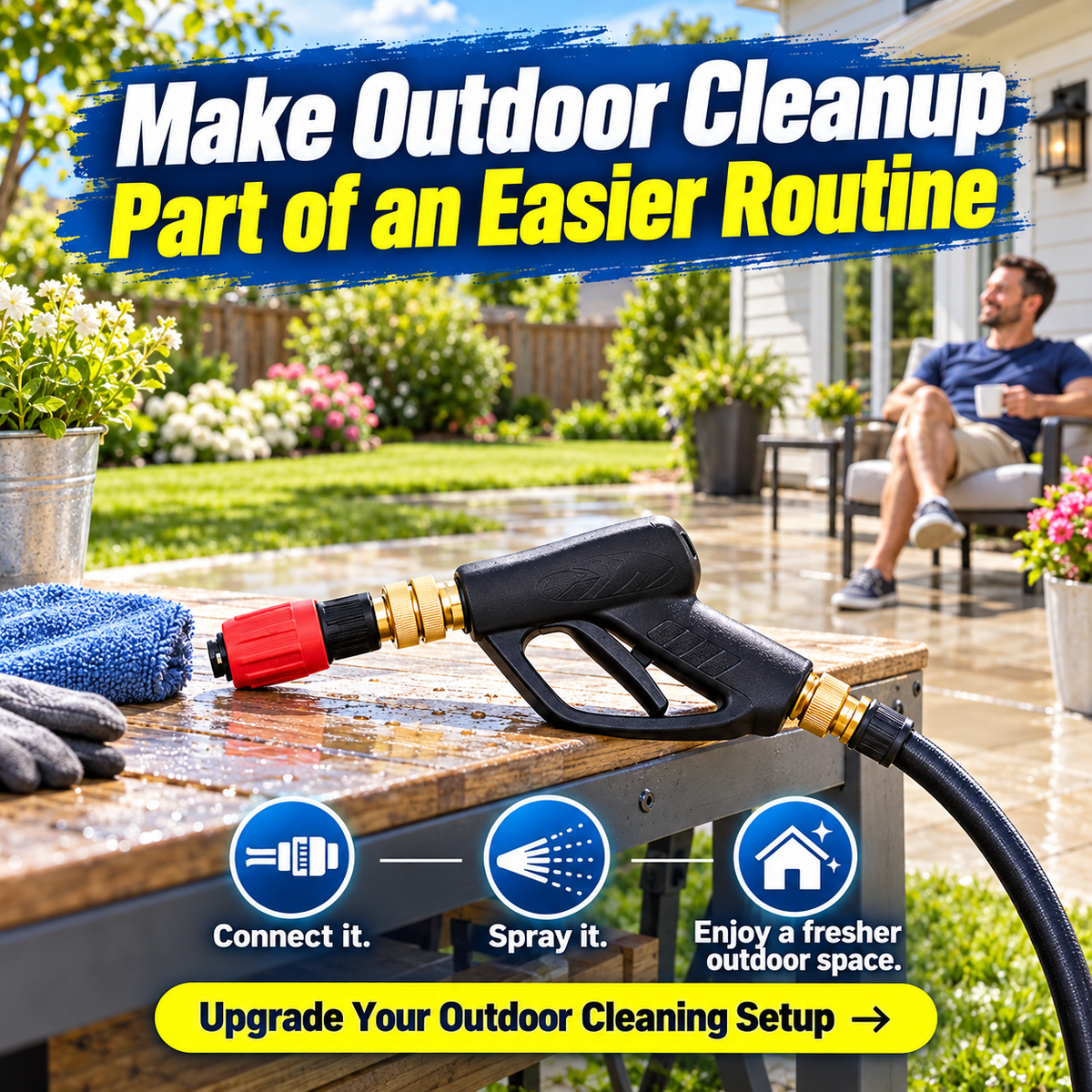 High-Pressure Water Spray Gun โ Powerful Outdoor Cleaning Nozzle with Ergonomic Grip