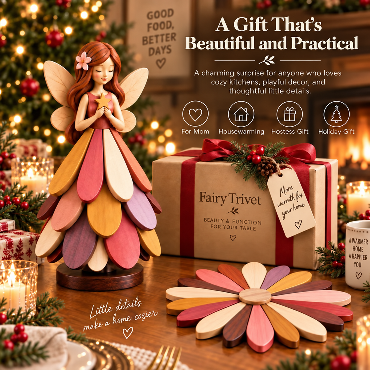 ๐ง Fairy Bloom Trivet โ Foldable Fairy Decor & Heat-Resistant Table Protector๐