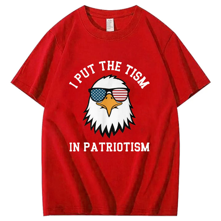 I Put The Tism in Patriotism Athletic Eagle T-Shirt
