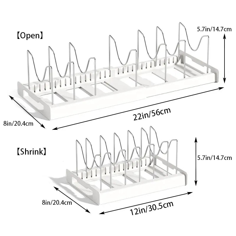 🍽️ 7/10-Slot Adjustable Tableware Organizer – Space-Saving Rack for Plates, Lids & Cutting Boards