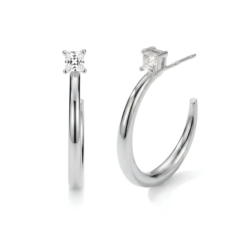 14K Gold & White Gold Plated Hoop Earrings
