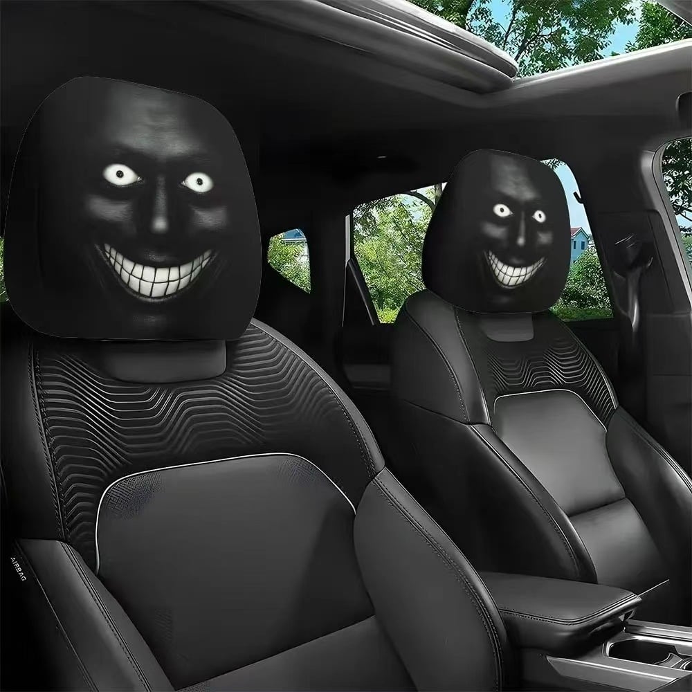 ๐ Funny Cartoon Car Headrest Covers โ 2PCS Universal Fit ๐