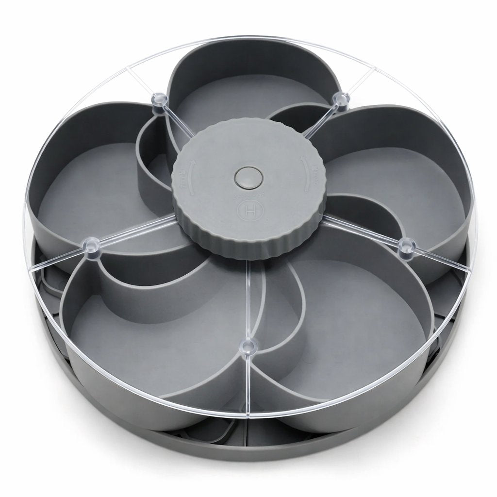 🎁🍽️ Rotating 5-Compartment Snack Tray