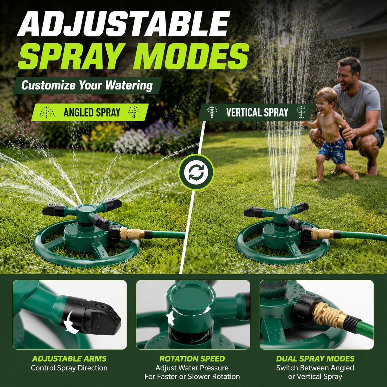 🚿 Automatic 360° Rotating Lawn Sprinkler