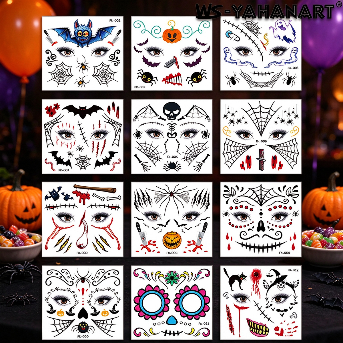 Skull Temporary Face Tattoos
