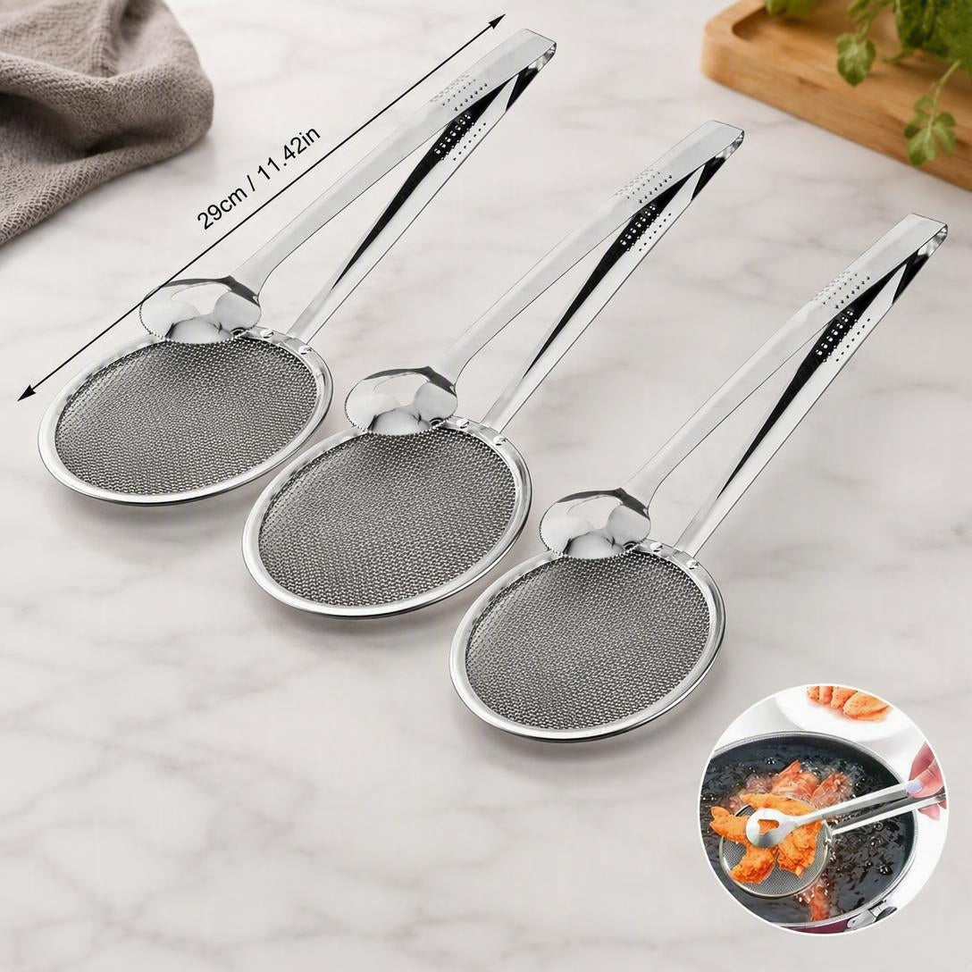 🍟 Stainless Steel Oil Strainer – Easy Deep-Frying Food Filter for Crispy Cooking