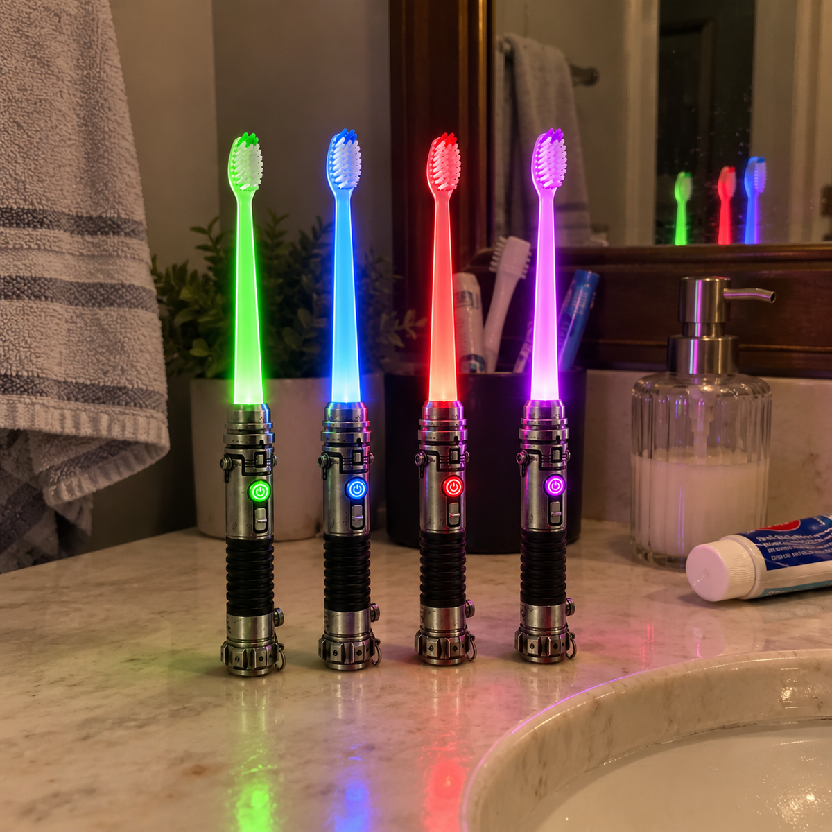 Galactic Glow Toothbrush โ LED Light-Up Manual Toothbrush