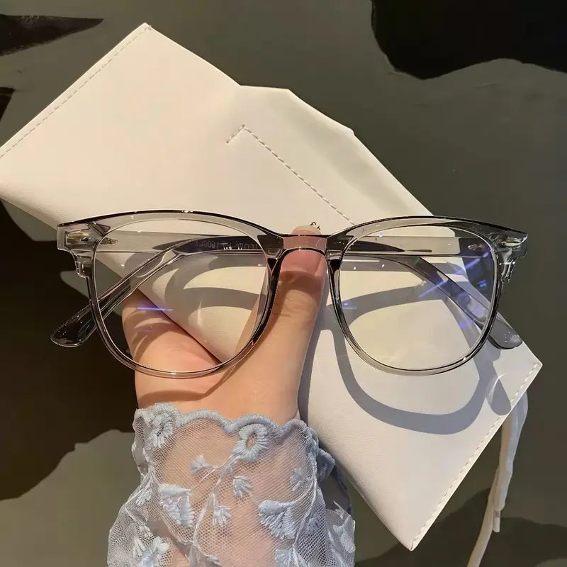 Unisex Oval Non-Prescription Glasses - 2-Pack Black & Clear Full Rim Frames