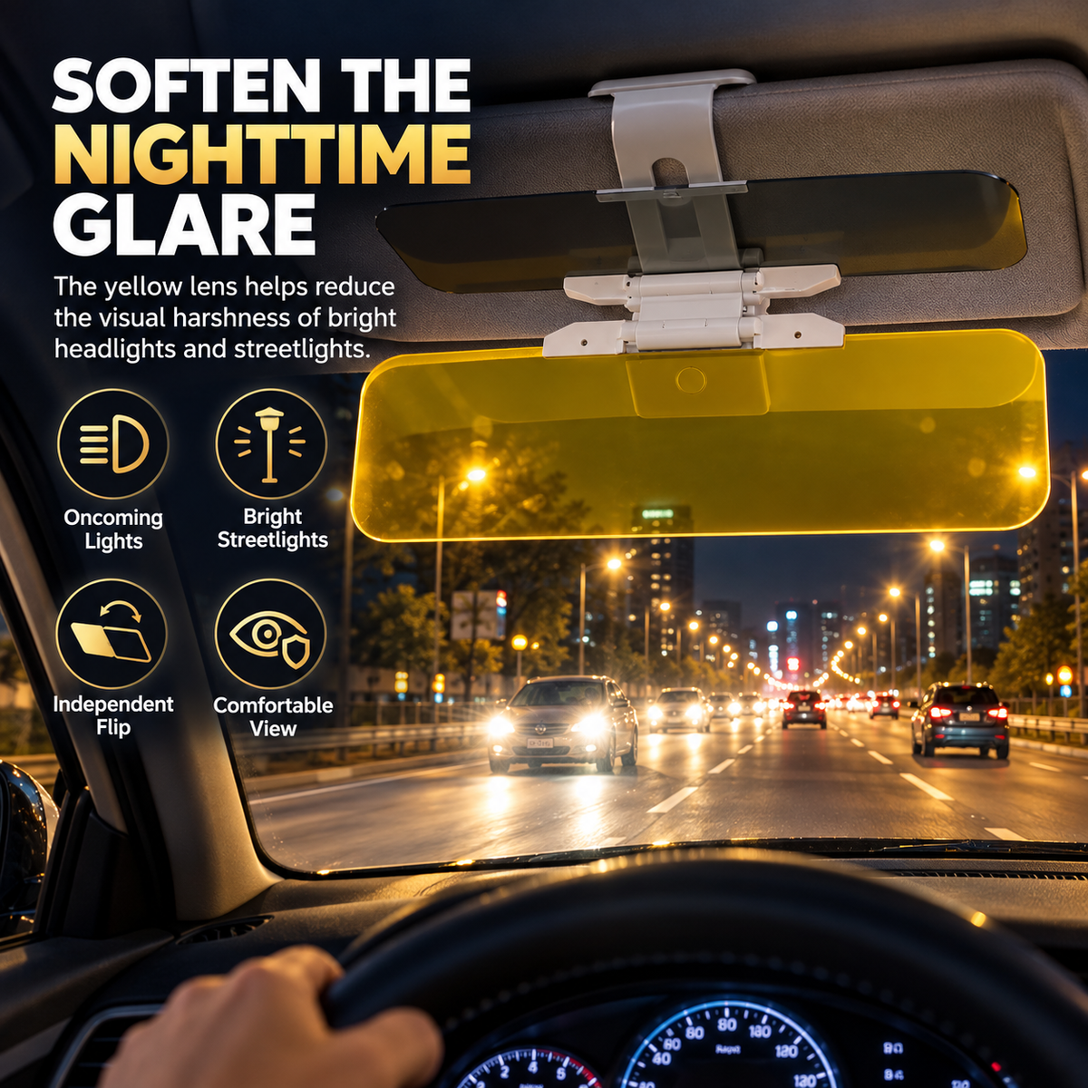 โ๏ธ 2-in-1 Day & Night Anti-Glare Car Visor Extender โ Adjustable Dual-Lens Driving Shield