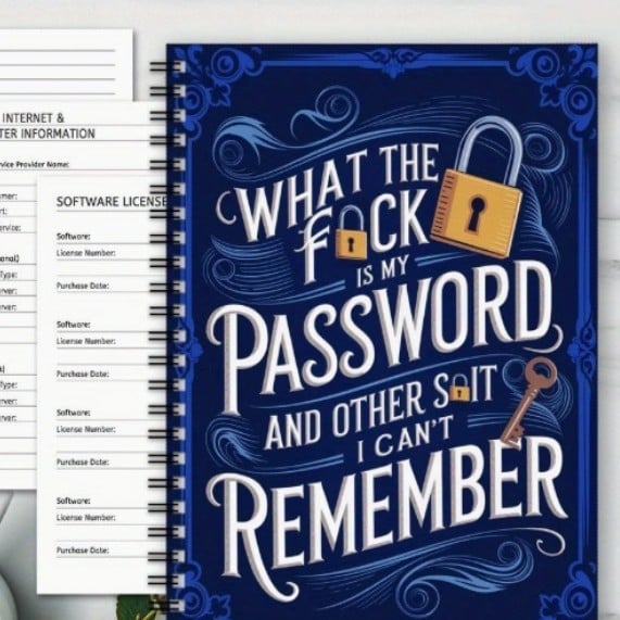 🔥Limited Time 46% Off✨📅Funny Password Notebook - Spiral Bound with Lock Icons & Funny Security Phrases✍️