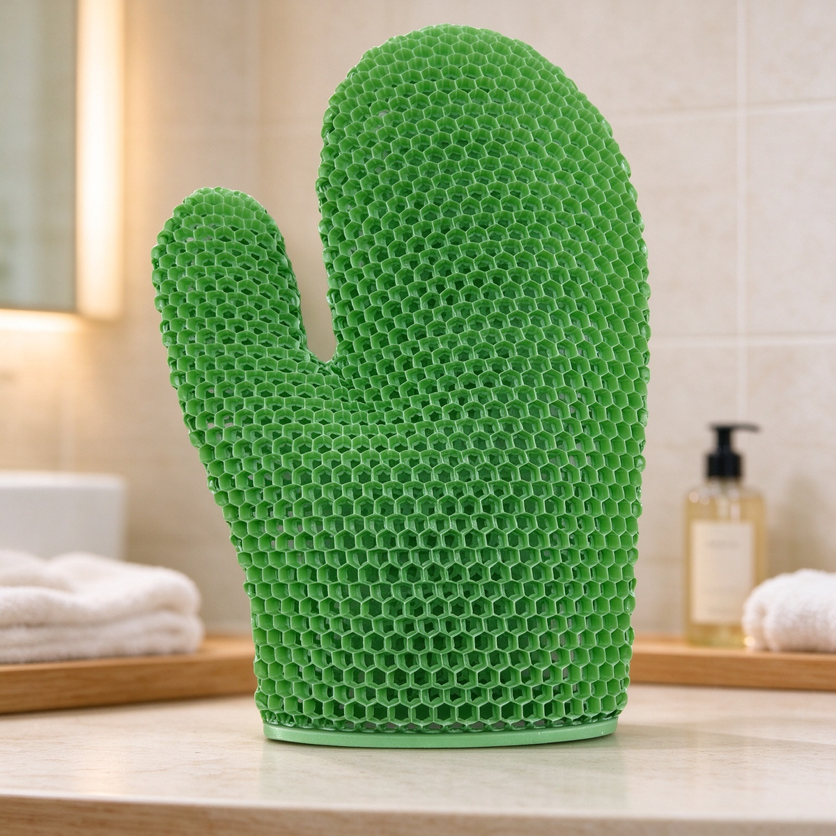 Honeycomb mesh shower scrub gloves
