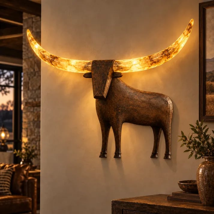 💥Hot Sale 50% Off ✨Illuminated Longhorn Wall Sculpture – Rustic Western LED Wall Decor🎁