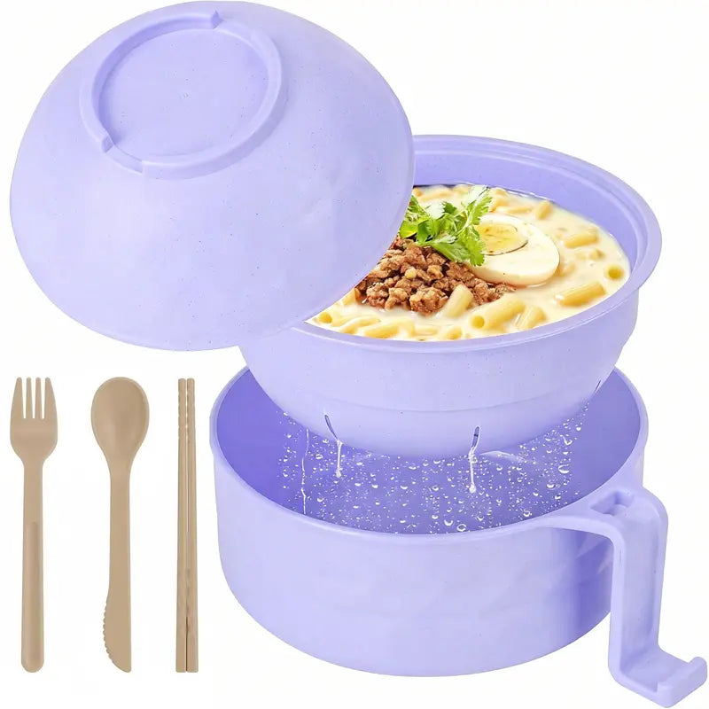 43oz (1300ml) Ergonomic Wheat Straw Microwavable Pig Ramen Cooker Bowl