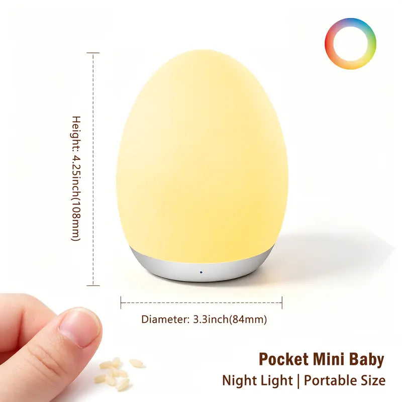 Rechargeable Colorful Nightlight - 7 RGB Plastic Lamps, Tap & Touch Control, Stepless Dimming