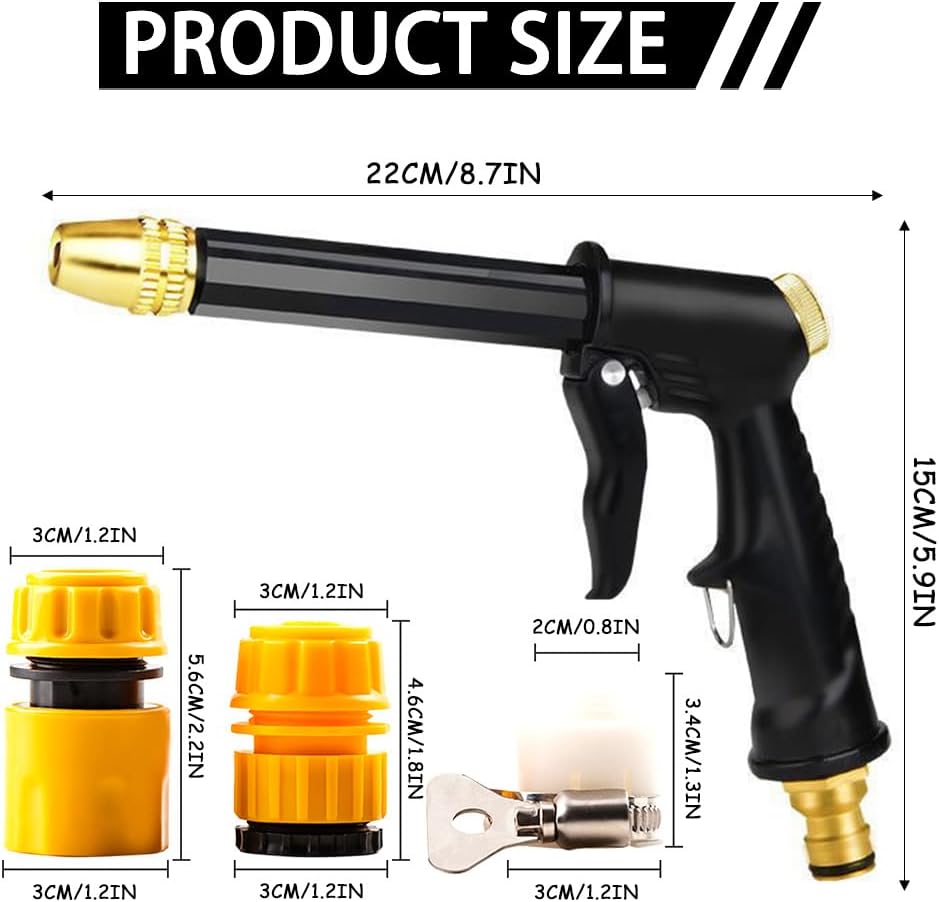 Portable High Pressure Water Sprayer, Adjustable Garden Hose Nozzle Sprayer