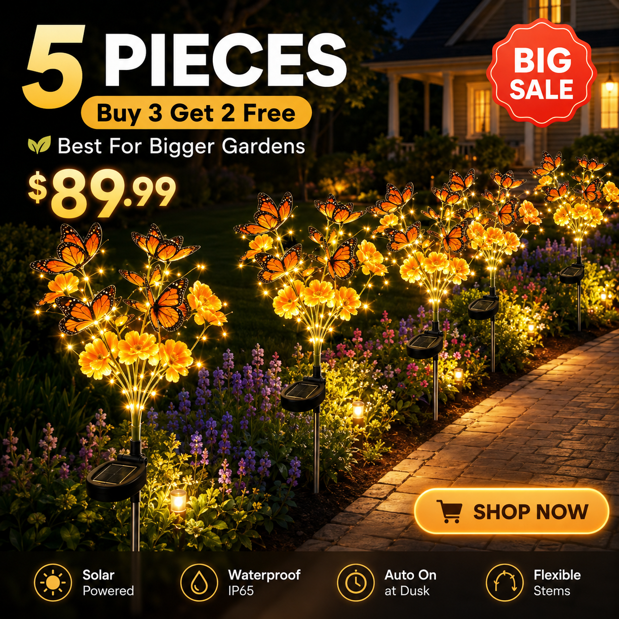 ๐ป Solar Butterfly Flower Garden Stake Light โ Waterproof Outdoor Pathway Decor ๐ฆ