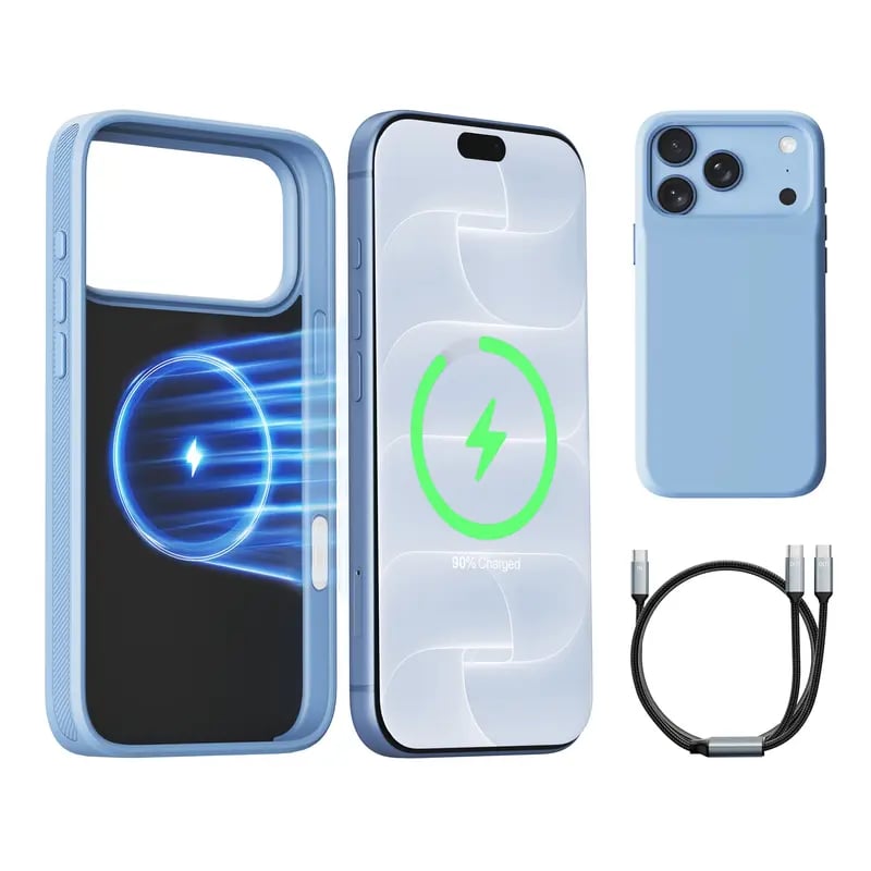 🔋 PinkBird Power Case for iPhone – Slim Protective Battery Case & Dual Charging Power Bank Kit, Type-C Fast Charge, Lightweight Lightweight & Perfect Couple Gift