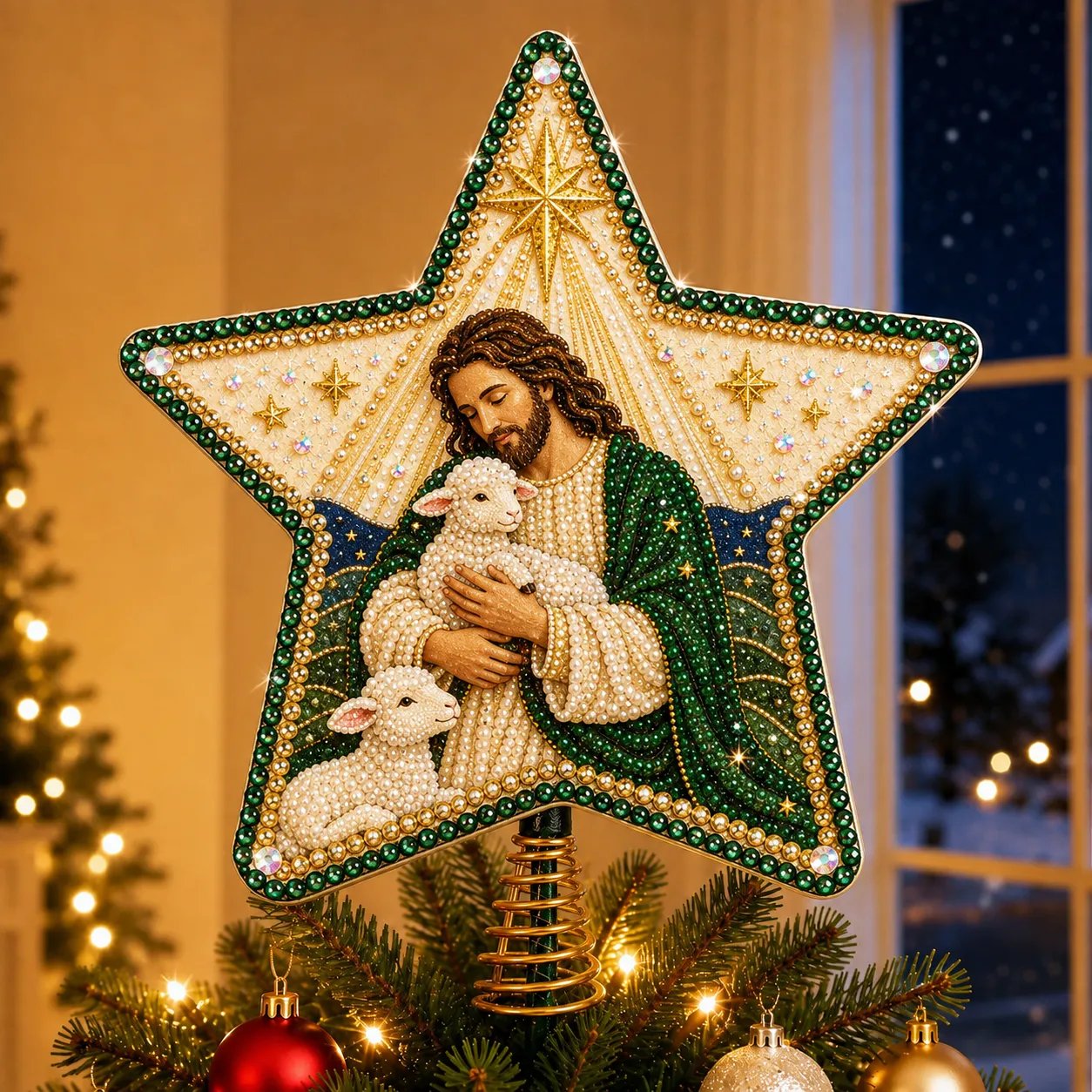 โ๏ธ Christian Pearl Diamond Art Christmas Tree Topper DIY Kit