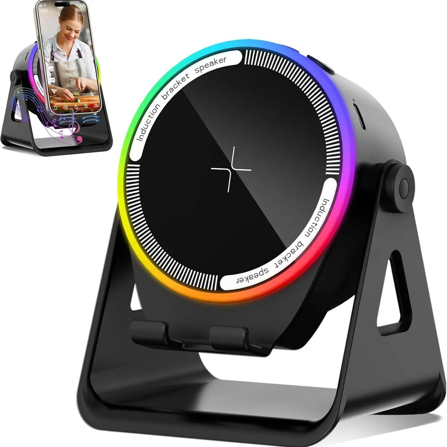 ๐ฅ 50% OFF 4-in-1 Wireless Induction Bluetooth Speaker โจ Phone Stand + RGB Light